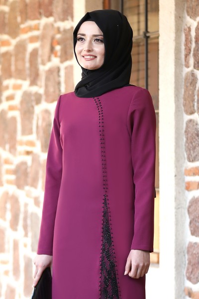 Sahra Tesettür Takım - Mürdüm - Fuval Moda